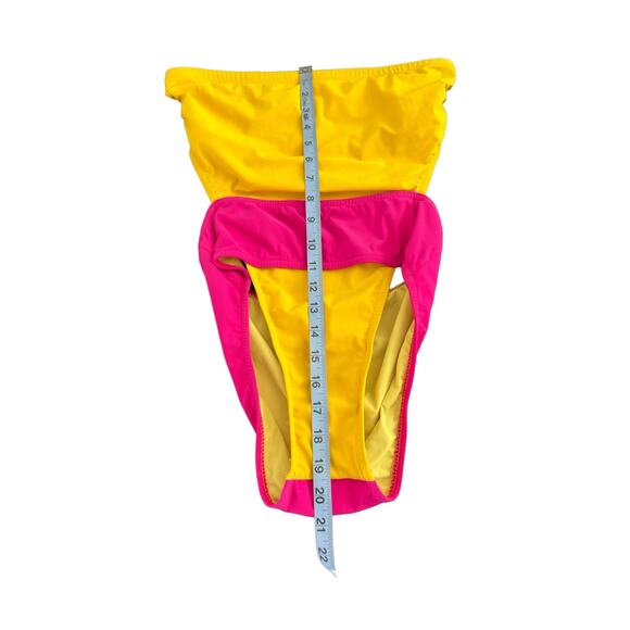 Karla Colletto Pink Yellow Bandeau Strapless One Piece Bikini Swimsuit Size 8 - Picture 12 of 12